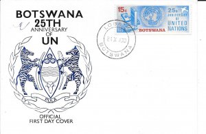 Botswana #66  First Day Cover UN 25th Anniversary