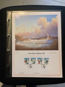 1990 Isle of Man Christmas first day cover panel, big size with plastic holder