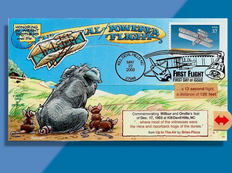 Wright Flyer Clunkily Works on 3783 FDC for Wright Bros. Centennial