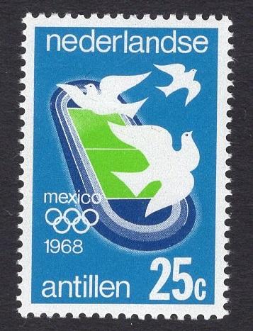 Netherlands Antilles  #315  1968  MNH Olympic games Mexico 25c doves rings