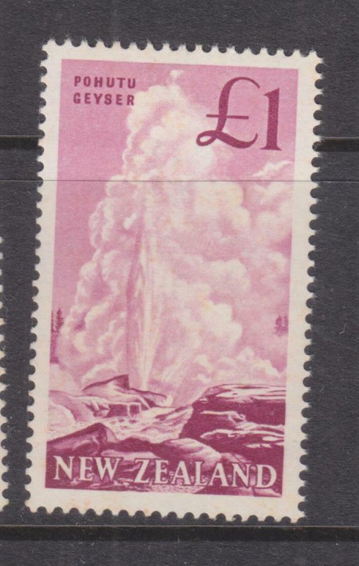 NEW ZEALAND, 1960 Pohutu Geyser, One Pound Magenta, mnh., tiny spot.