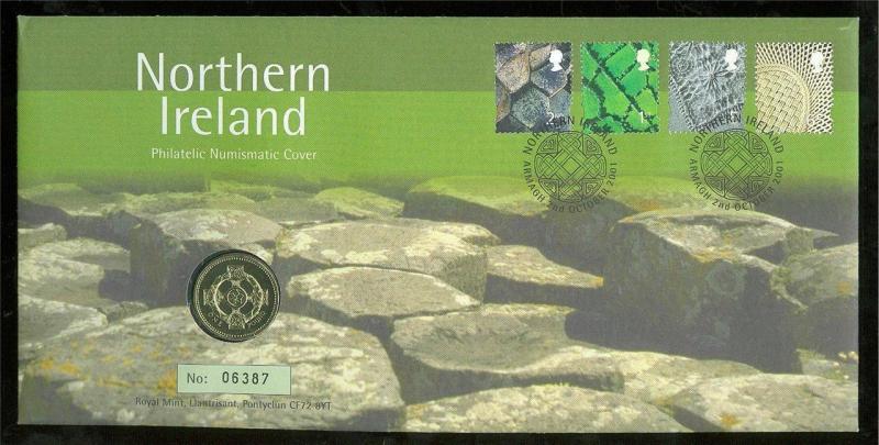 GREAT BRITAIN PHILATELIC NUMISMATIC 2001 'NORTHERN IRELAND'  COVER 