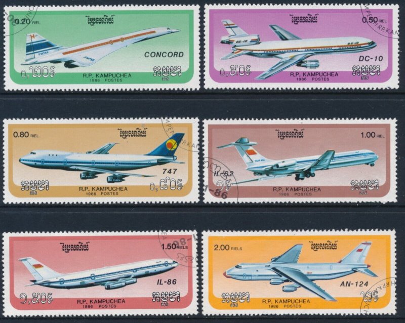 Cambodia Kampuchea 1986 Aircraft Sc 735-741 