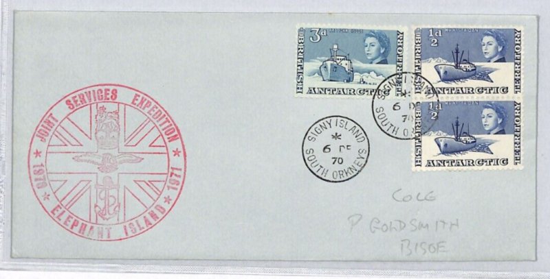 BRITISH ANTARCTIC TERRITORY Cover *Elephant Island* FORCES EXPEDITION 1970 ZK22