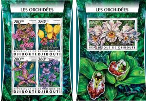 Djibouti Orchids Flowers Flora MNH stamp set