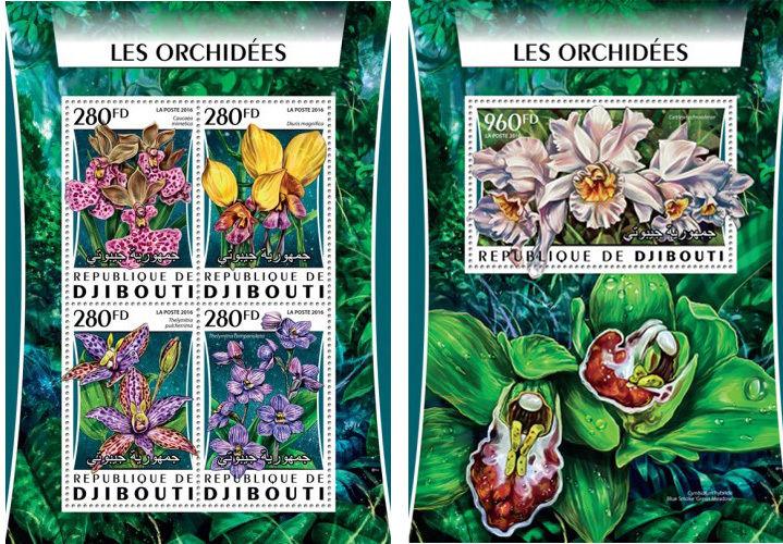 Djibouti Orchids Flowers Flora MNH stamp set