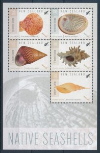 [111938] New Zealand 2015 Marine life sea shells snails Souvenir sheet MNH