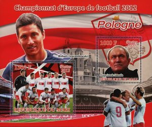 Robert Lewandowski Stamp Soccer European Championship Poland Sov. Sheet of 2 MNH