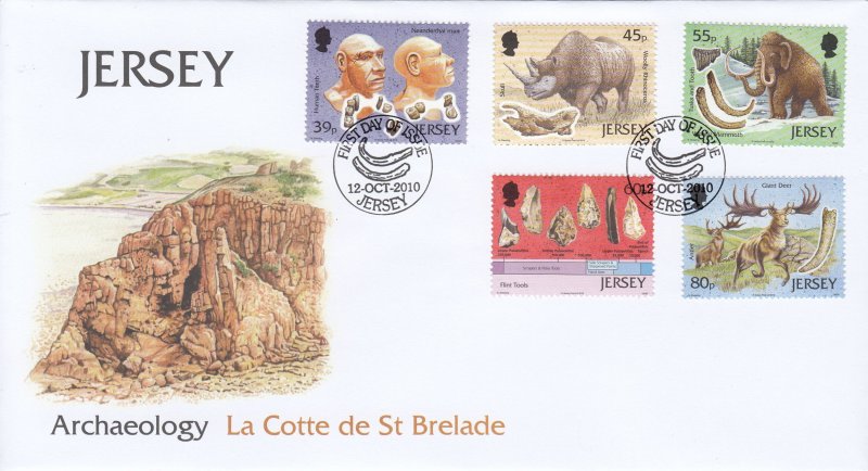 Jersey 2010,  Archaeology, set of 5, on official FDC