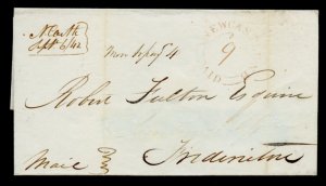 ?2 line ms N. Castle / Sep 6/42 NEWCASTLE PAID 9 Fredericton More 4d 1842 cover