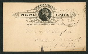 1889 Ionia MI to Grand Rapids MI Postal Card Mrs A W Slayton House of Correction