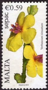 Malta 1518 - Used - 59c Wavy-leaf Mullein (2014) (cv $1.60)