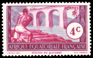 French Equatorial Africa #36  MNH - Logging on the Loeme River (1937)