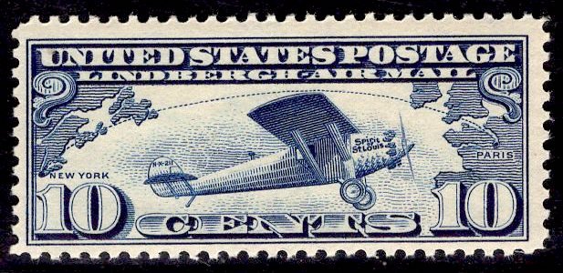 US Stamp #C10 10c Dark Blue Lindbergh MINT NH SCV $12.50