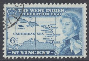 St. Vincent Scott 199 - SG202, 1958 Federation 6c used