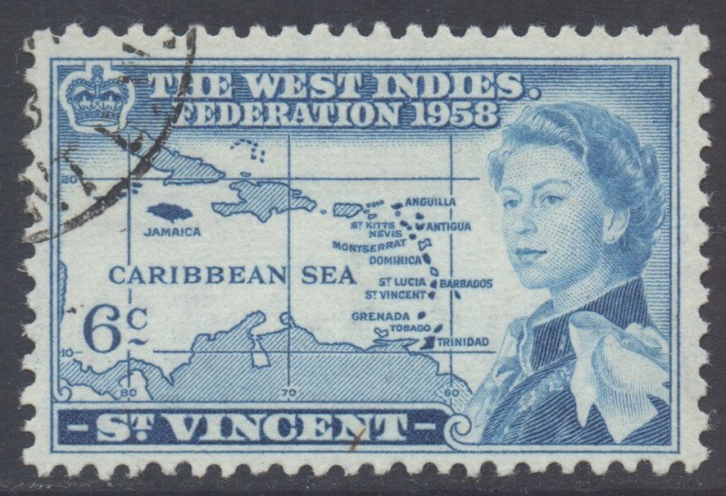 St. Vincent Scott 199 - SG202, 1958 Federation 6c used