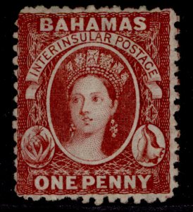 BAHAMAS QV SG21, 1d carmine-lake, UNUSED. Cat £120. PERF 12½