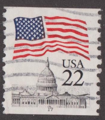 US #2115a Flag over Capitol Used PNC Single plate #17  Narrow Tag
