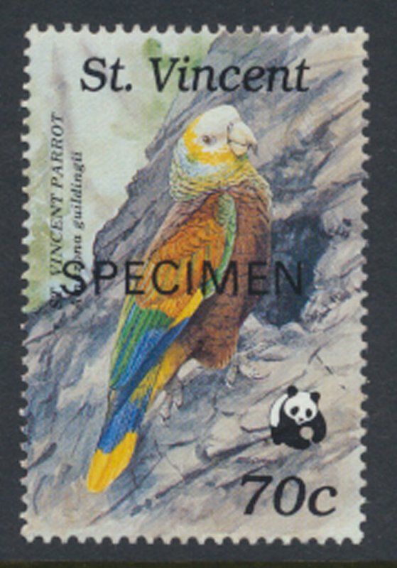 St Vincent Sc# 1188 MNH WWF Birds Parrot OPT SPECIMEN see details            