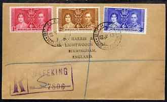 Bechuanaland 1937 KG6 Coronation set of 3 on reg cover wi...