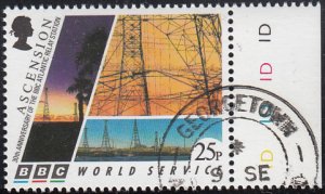 Ascension 1996 used Sc #657 25p Relay towers BBC Atlantic Relay Station 30th ann