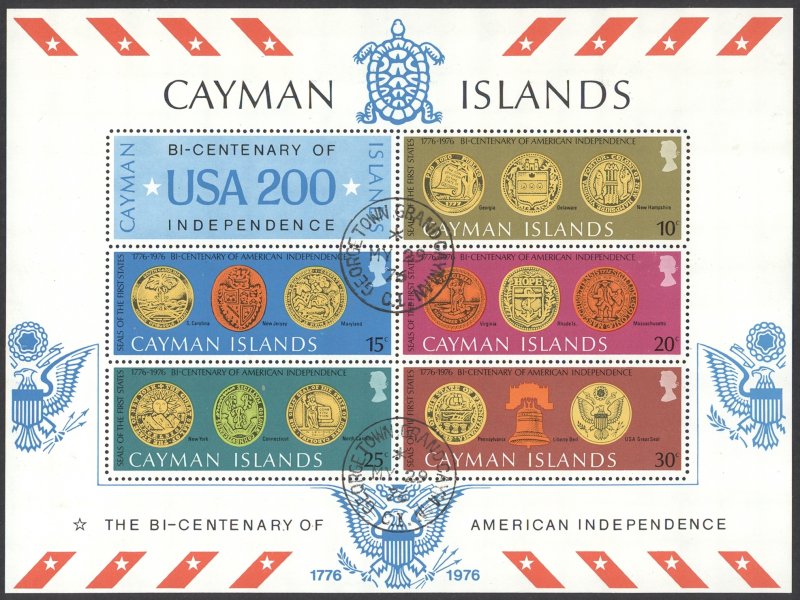 Cayman Islands Sc# 376a Used Souvenir Sheet 1976 State Seals
