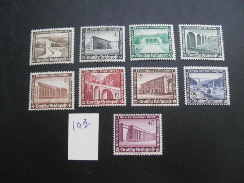 Germany 1936 MNH SC B93-B101 SET VF/XF 80 EUROS (193)