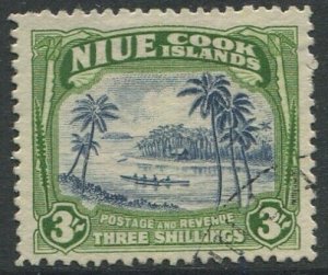 Niue 1944 SG97 3/- Native Canoe #2 FU