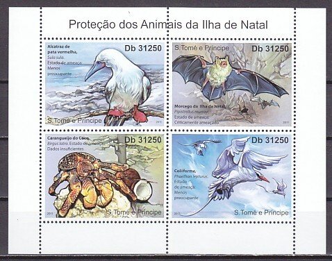 St. Thomas, 2011 issue. Animal Protection issue. Bats, Birds & Crab. ^