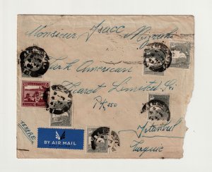 PALESTINE, 1947 TEL-AVIV TO ISTANBUL WITH 6 (10MILS) COIL STAMPS 14.5 X 14 PERF.