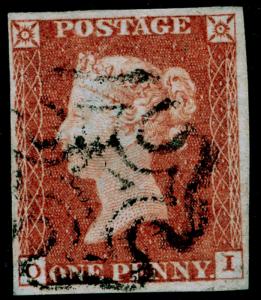 SG8, 1d red-brown PLATE 33, FINE USED. Cat £60. BLACK MX. 4 MARGINS. OI