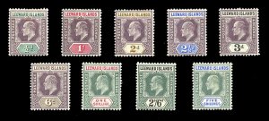 Leeward Islands #20-28 Cat$150, 1902 Edward, complete set, hinged