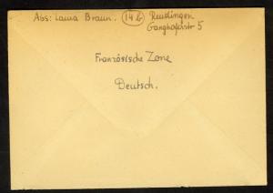 GERMANY FRENCH ZONE 1947 POSTAGE PAID Cover REUTLINGEN to USA