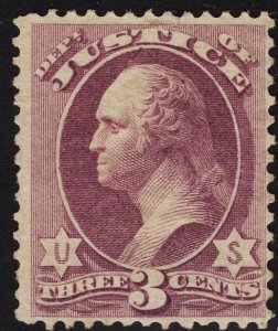 US #O27 3c Purple Dept. of Justice MINT NO GUM SCV $140.00