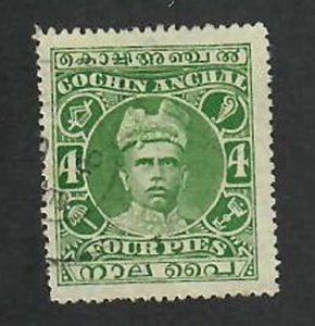 Cochin State- India;  Scott 16; 1911; Used