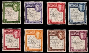 FALKLAND ISLANDS Dependencies Scott 1L1-1L8 Used Map set 1946 Map stamp set