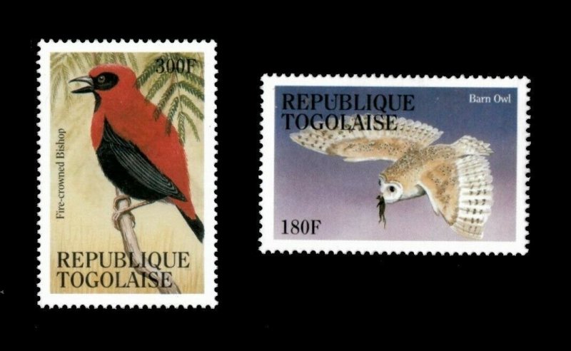 Togo 1995 - Barn Owl & Fire-Crowned Bishop - Set of 2 - Scott 1621A, 1622A - MNH