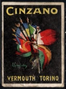 Vintage Italy Poster Stamp Cinzano Vermouth (Artist Leonetto Cappiello) Unused