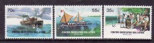 Cocos Is.-Sc#111-13- id10-unused NH set-Ships-Barrel mail-Ships-1984-please note