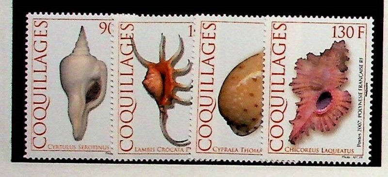 FRENCH POLYNESIA Sc 944-47 NH ISSUE OF 2007 - SEA SHELLS