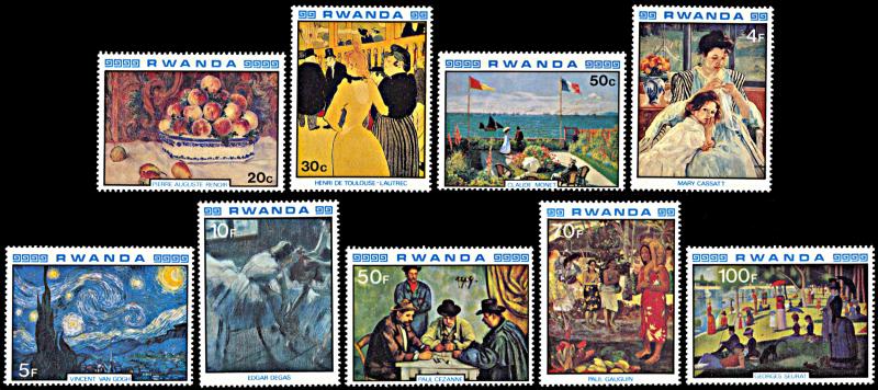 Rwanda 983-991, MNH, Classic Impressionist Paintings