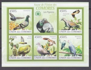 2009 Comoro Islands 2392-2396KL Birds - Doves 10,00 €