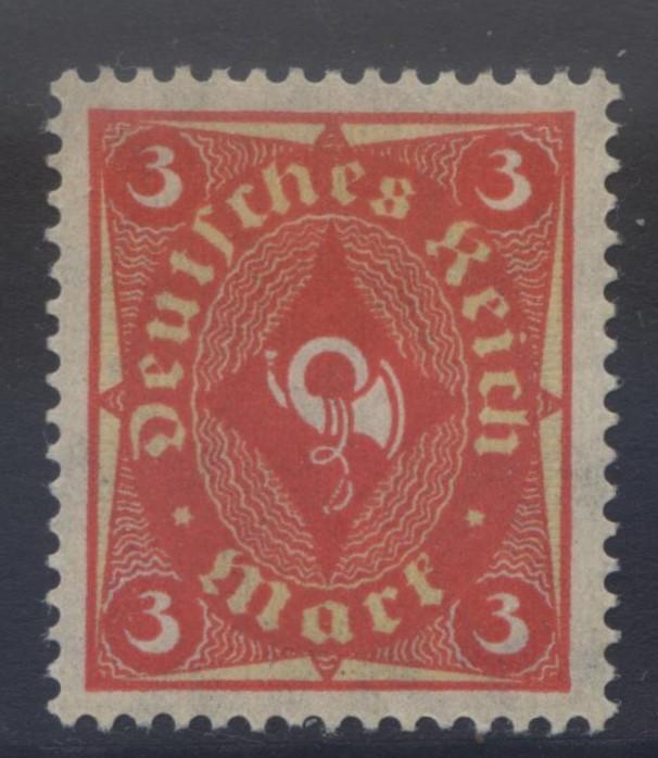 GERMANY. -Scott 151 - Definitives -1921- MLH - Red & Yel -Single 3m Stamp