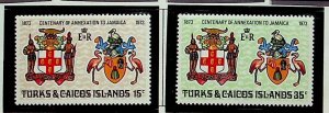 TURKS & CAICOS ISL. Sc 263-4 NH ISSUE OF 1973 - ARMS