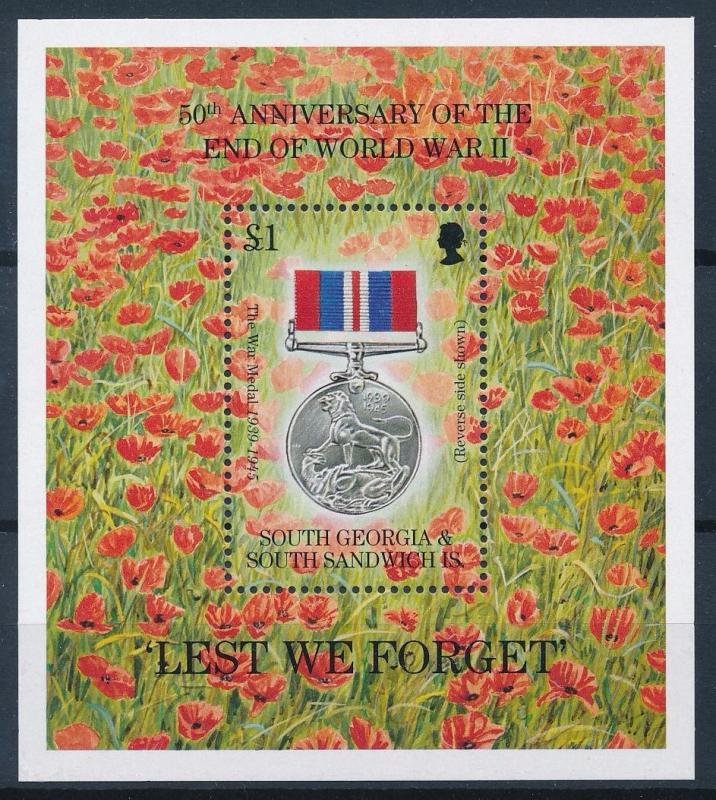 [63791] South Georgia 1995 Flora Flowers - End of WWII Souvenir Sheet MNH