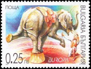 Bulgaria #4213-4214, Complete Set(2), 2002, Europa, Circus, Animals, Never Hi...