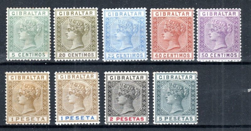 Gibraltar 1889-96 Queen Victoria values to 5p between SG 22 and 33 MH