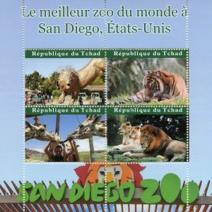 Chad Wild Animals Stamps 2021 CTO San Diego Zoo Lions Tigers Zoos 4v M/S