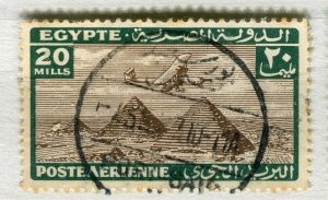 EGYPT; 1933 early AIRMAIL issue fine used 20m. value, shade