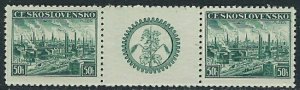 Czechoslovakia 249 pair with label MNH 1938 issue (ak3806)